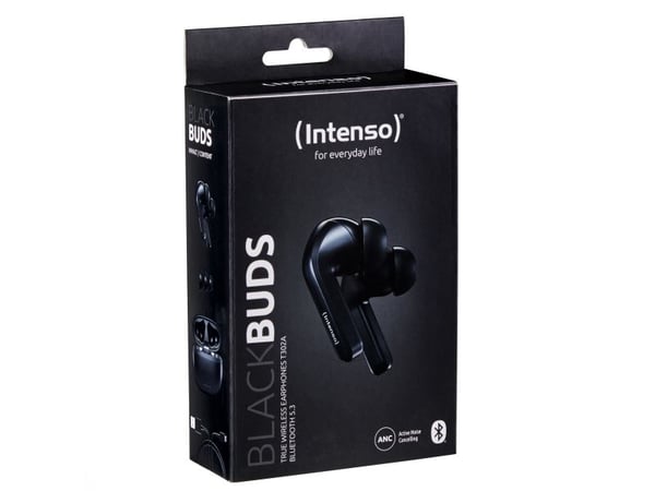 Intenso T302A - True wireless-hodetelefoner med mikrofon - i øret - Bluetooth - aktiv støydemping - svart