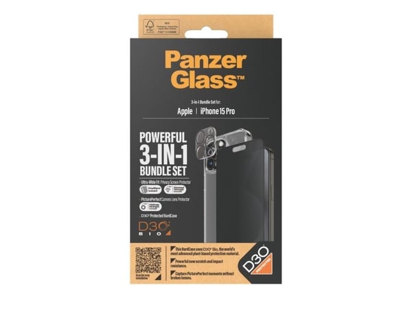 PanzerGlass Privacy 3-in-1-Pack iPhone 2023 6.1 Pro, Apple, Apple - iPhone 15 Pro, kuivakäyttö, iskunkestävä, läpinäkyvä, 1 kpl