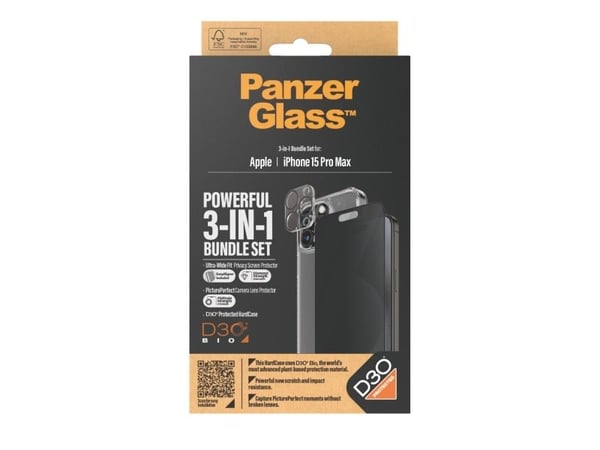 PanzerGlass Privacy 3-in-1-Pack iPhone 2023 6.7 Pro Max, Apple, Apple - iPhone 15 Pro Max, kuivakäyttö, iskunkestävä, läpinäkyvä, 1 kpl