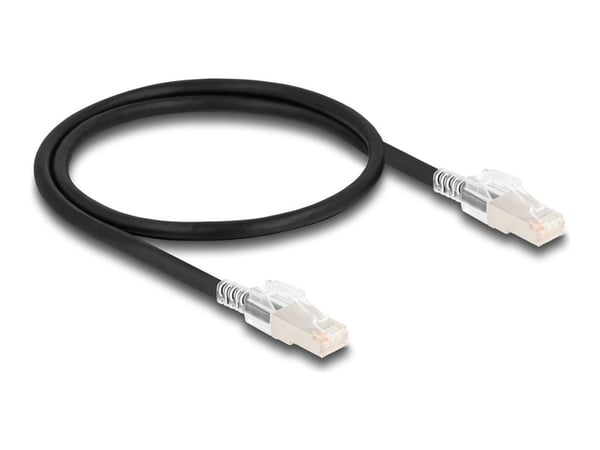 Delock - Nettverkskabel - RJ-45 (hann) til RJ-45 (hann) - 50 cm - 6 mm - S/FTP - CAT 6a - halogenfri, uten hindringer - svart