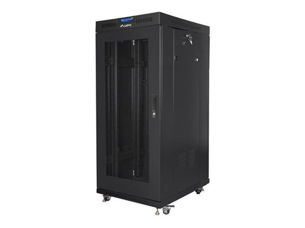 Lanberg V2 - Rack skåp - flat pack, med nätdörr, 600X600- fristående - svart, RAL 9004 - 27U - 19"