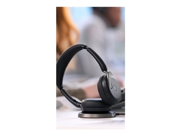 Jabra Evolve2 65 Flex UC Stereo - Hodesett - on-ear - Bluetooth - trådløs - aktiv støydemping - USB-C - svart - Optimert for UC