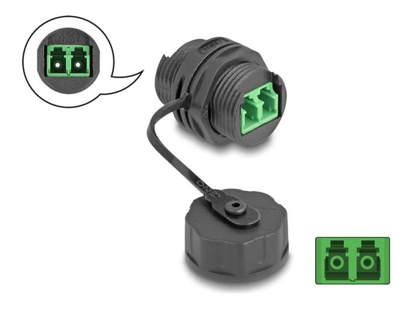 Delock - Nettverkkopler - LC-enkeltmodus (hunn) til LC-enkeltmodus (hunn) - fiberoptisk - dupleks - IP68 - protective cap - svart