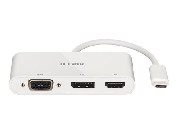D-Link DUB-V310 - Video adapter - USB-C hann til HD-15 (VGA), HDMI, DisplayPort hunn - 11 cm - 4K-støtte