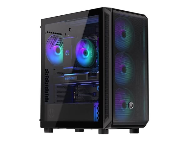 Endorfy Arx 500 ARGB - PC-hölje - ATX - genomskinlig sidopanel (härdat glas) - ingen strömförsörjning (ATX) - svart - USB/ljud