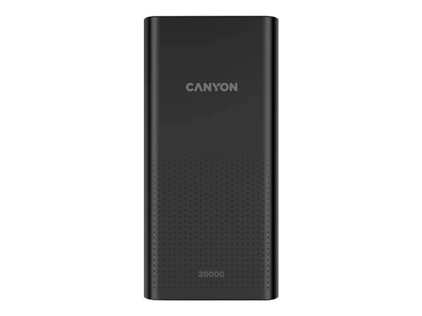 Canyon PB-2001 - Strømbank - 20000 mAh - 2.1 A - 2 utgangskontakter (USB) - på kabel: USB-C - svart