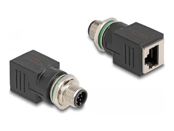 Delock - Nettverksadapter - 8-pins M12 (hann) skrubar til RJ-45 (hunn) - CAT 6a - IP67 - svart