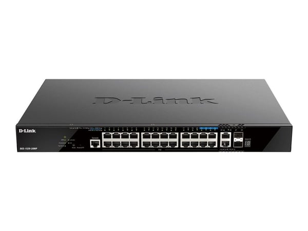 D-Link DGS 1520-28MP - Switch - L3 - smart - 20 x 10/100/1000 (PoE+) + 4 x 2.5G (PoE+) + 2 x 10 Gigabit Ethernet + 2 x 10 Gigabit SFP+ - rackmonter...
