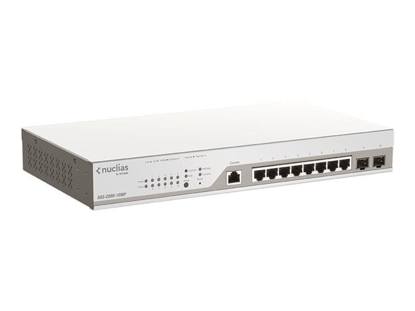 D-Link Nuclias Cloud-Managed DBS-2000-10MP - Switch - 8 x 10/100/1000 (PoE+) + 2 x Gigabit SFP - PoE+ (130 W)