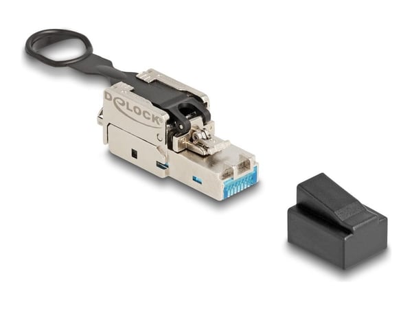 Delock RJ45-kontakt fältanslutningsbar Cat.6A med tryck- och dragsko verktygsfritt