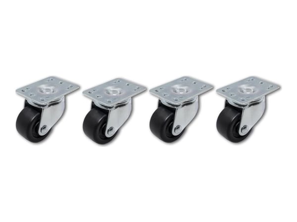 Qoltec - Stödhjulssats för rack - without locking - svart, silver - 19" (paket om 4)