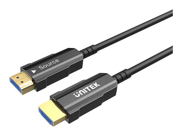 Unitek - HDMI-kaapeli - HDMI uros HDMI uros - HDMI uros - 10 m - valokuitu - musta - 4K60 Hz tuki