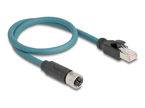 Delock M12-sovitinkaapeli X-koodattu 8-nastainen naaras RJ45-uros 50 cm