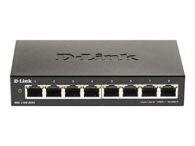 D-Link DGS 1100-08V2 - Switch - smart - 8 x 10/100/1000 - stasjonær - AC 100/240 V