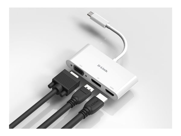 D-Link DUB-V310 - Video adapter - USB-C hann til HD-15 (VGA), HDMI, DisplayPort hunn - 11 cm - 4K-støtte