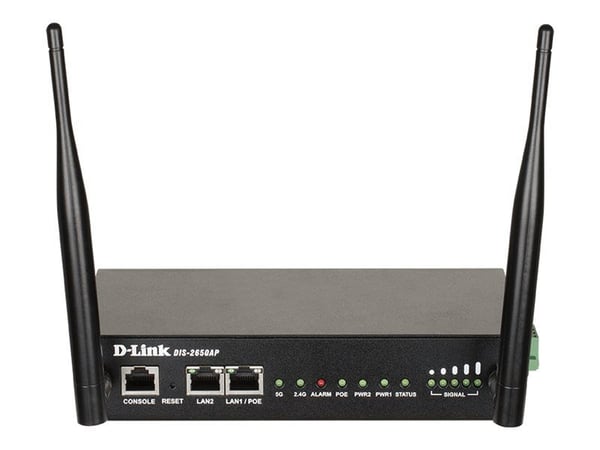 D-Link DIS-2650AP - Langaton tukiasema - 2 porttia - Wi-Fi 5 - 2,4 GHz, 5 GHz - DC - Seinään / DIN-kiskoon asennettava (DIS-2650AP)