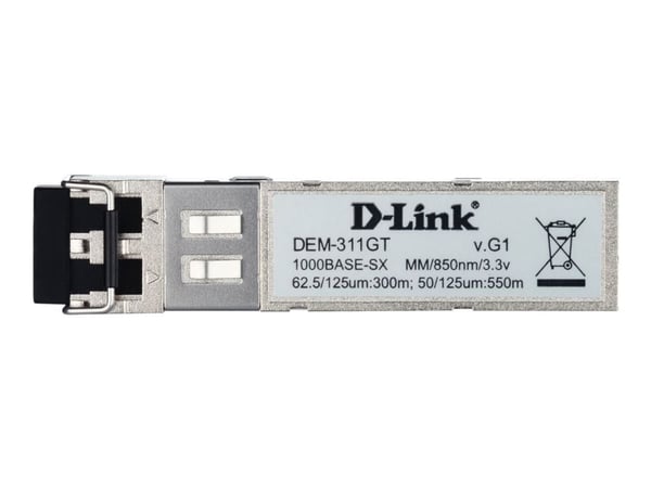 D-Link DEM 311GT - SFP (mini-GBIC) transceivermodul - 1GbE - 1000Base-SX - LC multimodus - opp til 550 m - 850 nm - for DGS 12XX; DXS 1100, 1210, 3...