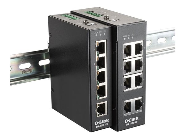D-Link DIS 100E-5W - Switch - ikke-styrt - 5 x 10/100 - DIN-skinnemonterbar, veggmonterbar - DC-strøm
