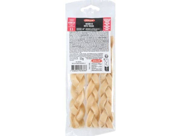 Zolux hundegodbiter – flette av tørket oksehud 3 stk., 55 g