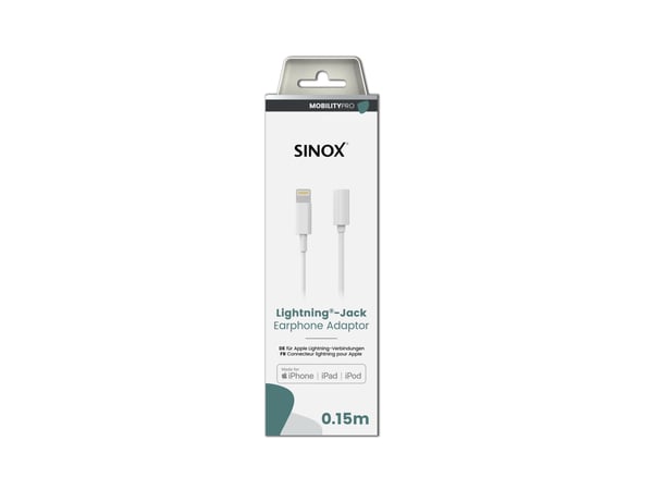 Sinox SXI03250MFI, 0,15 m, Lightning, 3.5mm, Hankjønn, Hunkjønn, Hvit