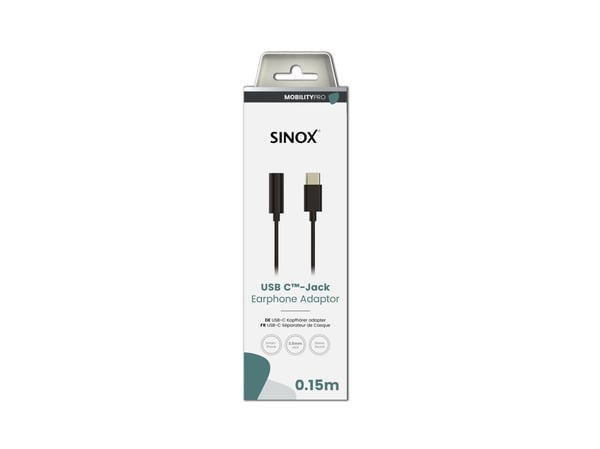 Sinox PRO USB C™ - miniliitäntäsovitin. 0,15m. Lajittelu, 3.5mm, Hunstik, USB Type-C, Hanstik, 0,15 m, Lajittelu