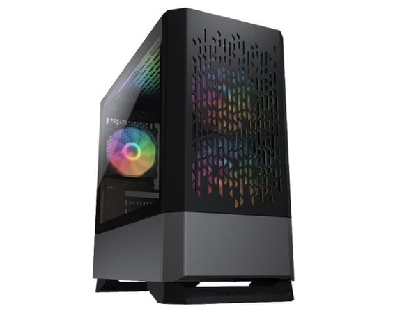 COUGAR CGR-5JM8B-AIR-RGB, Mini Tower, PC, Svart, micro ATX, Mini-ITX, Blå, Grön, Röd, Bak, Framsida