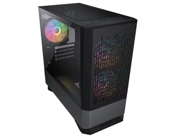 COUGAR CGR-5JM8B-AIR-RGB, Mini Tower, PC, Svart, Micro ATX, Mini-ITX, Blå, Grønn, Rød, Tilbake, Front