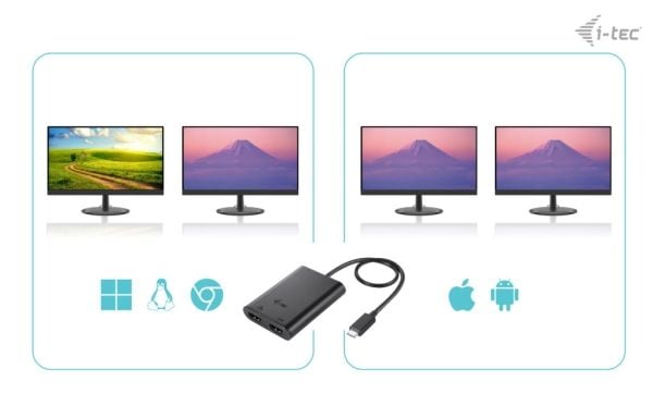 i-Tec - Dokkingstasjon - for bærbar, bærbar - USB-C / USB4 / Thunderbolt 3 / Thunderbolt 4 - 2 x HDMI - Europa