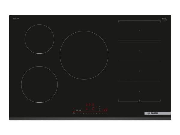 Bosch Serie | 6 PXV831HC1E - Induktionshäll - 5 kokplattor - Fördjupning - bredd: 75 cm - djup: 49 cm facetterad front - svart