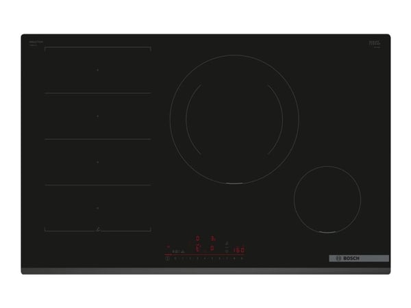 Bosch Serie | 6 PXE831HC1E - Induktionshäll - 4 kokplattor - Fördjupning - bredd: 75 cm - djup: 49 cm facetterad front - svart