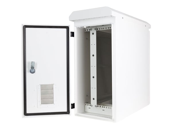 DELTACO - Skap (vertikal) - kompakt - stangmonterbar, veggmonterbar - hvit - 6U - 19"