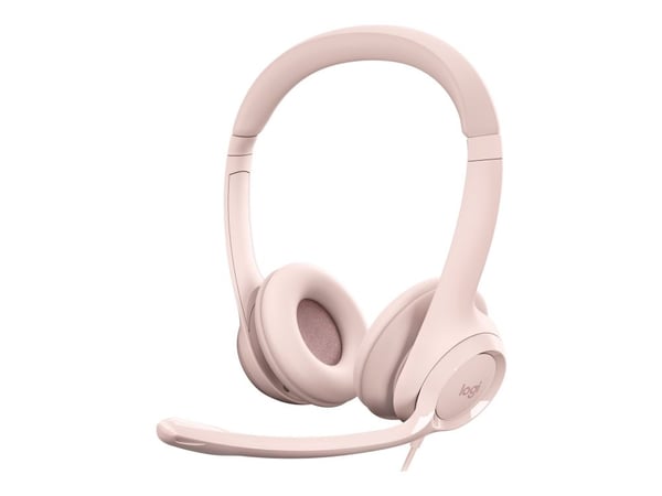 Logitech USB Headset H390 - Headset - på øret - kabling - USB - Rose
