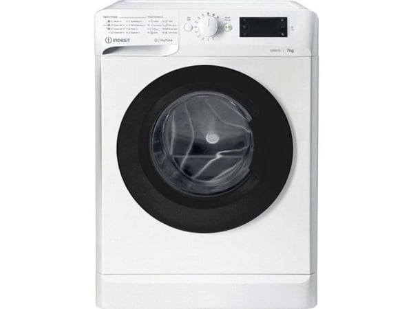 Indesit vaskemaskin MTWE 71252 WK EE energiklasse E, frontlaster, kapasitet 7 kg, 1200 o/min, dybde 54 cm, bredde 59,5 cm, display, store tall, hvit