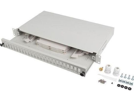 FIBEROPTIC PLANNER LANBERG 24XSC DUPLEX / 24XLC QUAD RACK 19" 1U GRÅ + TILBEHØR