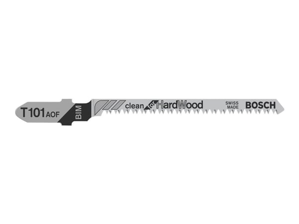 Bosch clean for Hard Wood T 101 AOF - Stikksagblad - for kryssfinér, løvtre, laminerte paneler, høytrykkslaminat (HPL) - 5 deler - T-skaft - lengde...