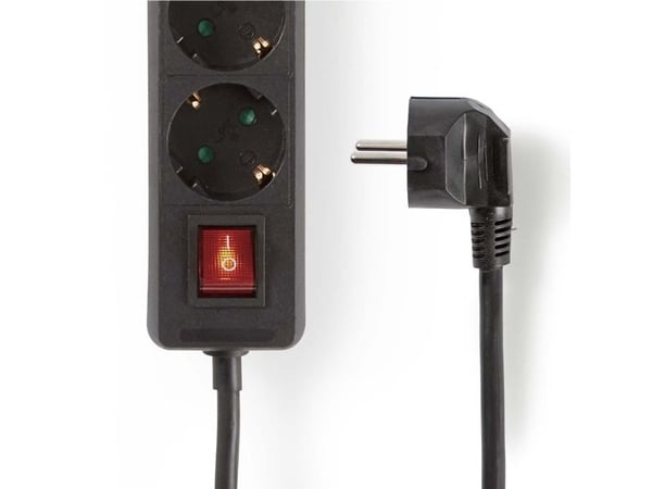 Nedis EXSO615F2BK, Sisätila, IP20, Musta, 6 AC-pistorasia(a), 230 V, 3680 W