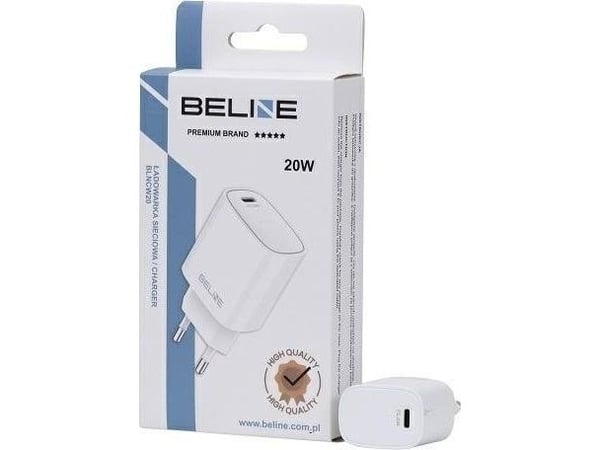 Väggladdare Beline 20W 1xUSB-C PD 3.0 utan kabel - vit