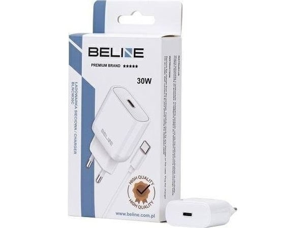 Beline nettlader 30W GaN USB-C + USB-C-kabel hvit