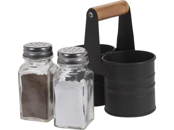 Excellent Houseware salt- og pepperbøsse med stativ, 3 stk.