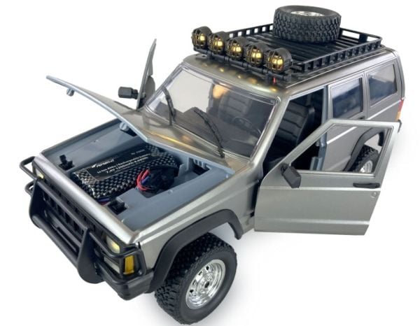 Amewi JC-X12 Skala Sølv Børstet 1:12 RC-modellbil elektrisk terrengkjøretøy Firehjulsdrift (4WD) RtR 2,4 GHz Inkludert batteri og lader (22634)