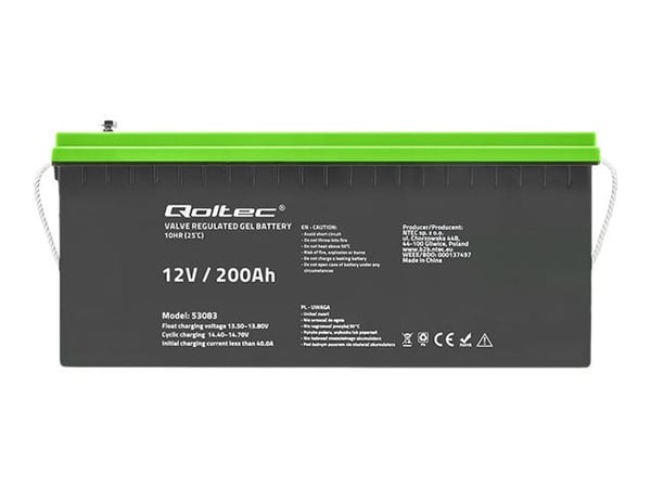 Qoltec - UPS-batteri - 12 V, 59,5 kg - gel - 200 Ah