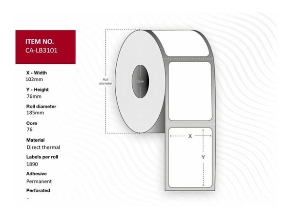 Capture - Ekopapper - permanent häftning - bestruken ovansida - vit - 102 x 76 mm 22680 etikett (er) (12 rulle/rullar x 1890) box - etiketter