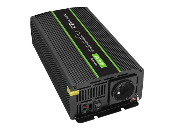 Qoltec Monolith jännitemuunnin | 1000W | 2000W | 24V to 230V | Pure Sine | Pure Sine