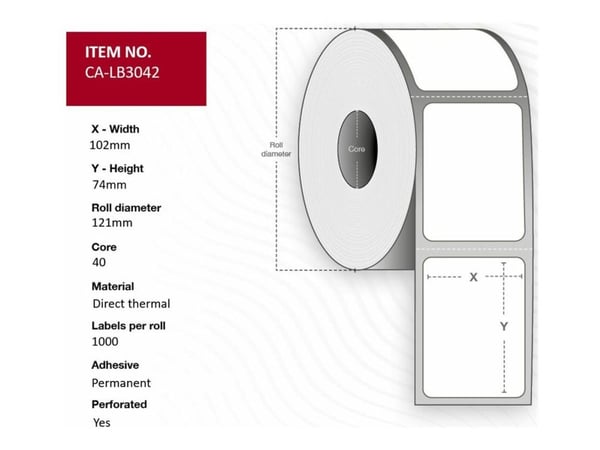 Capture - Permanet adhesiv - toppbelagt - hvit - 102 x 74 mm 12000 etikett(er) (12 rull(er) x 1000) boks - merkelapper