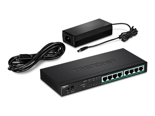 TRENDnet TPE TG84 - Switch - 8 x 10/100/1000 (PoE+) - stasjonær, veggmonterbar - PoE+ (120 W) - TAA-samsvar