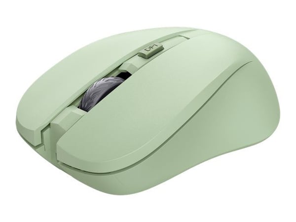 Trust Mydo - Mus - stille - høyre- og venstrehåndet - optisk - 4 knapper - trådløs - 2.4 GHz - USB trådløs mottaker - grønn