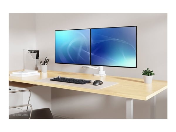 Neomounts DS75-450WH2 - Monteringssett (leddarm, maljeklemme, topfix-klemme) - full bevegelse - for 2 LCD-skjermer - hvit - skjermstørrelse: 17"-32...