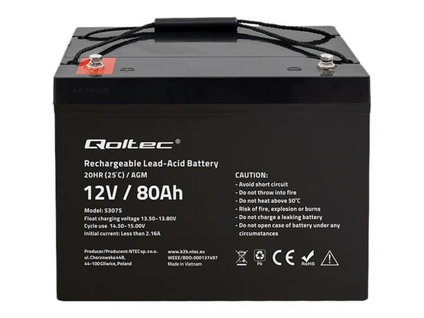 Qoltec AGM-akku | 12V | 80Ah