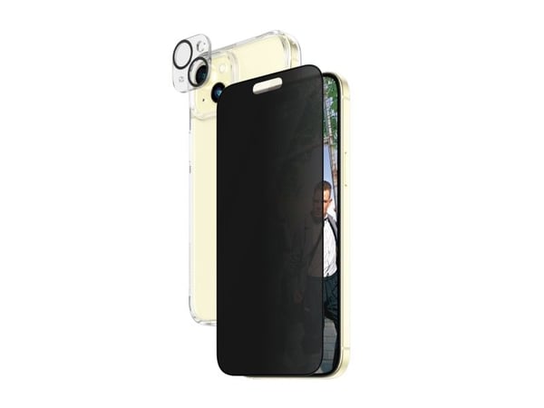 PanzerGlass™ Privacy 3-in-1 Pack iPhone 15 Plus, Apple, Apple - iPhone 15 Plus, kuivakäyttö, iskunkestävä, läpinäkyvä, 1 kpl