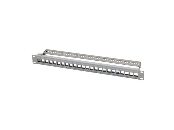 LogiLink Keystone Panel 1U, 24 Ports, shielded, with label fields, grey